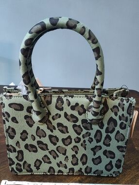 Green Leopard Print Mini Satchel/Crossbody Bag for Women